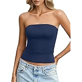 EasyGala Womens Double Lined Tube Tops Non Slip Sexy Strapless Bandeau Top Y2K Sleeveless Going Out Tops Summer Outfits