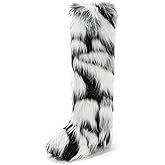 CEPEPRIN Women's Faux Fur Boots Knee-High Furry Snow Boots Fluffy Warm Winter Boots