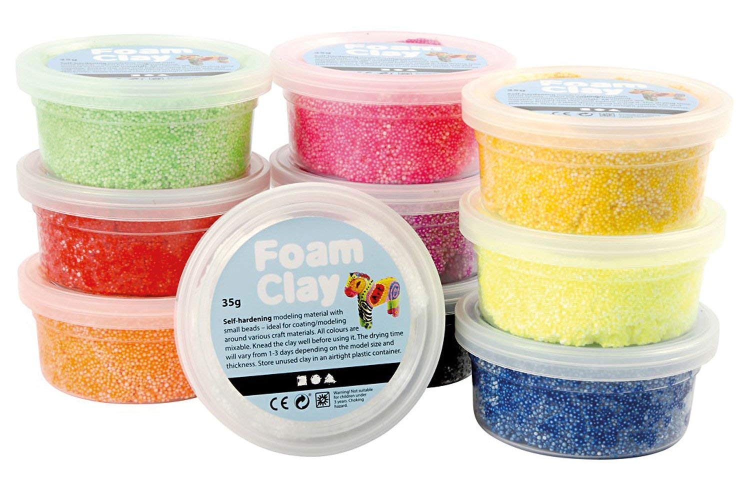 Create Crafts Foam Clay 100263 Air-dried kneading mass for children and adults, 35g weight, sorted, 10 pieces