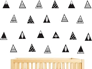 Mountain Wall Decals,8 Different Pattern,Removable Vinyl Wall Stickers for Baby Kids Boy Girl Bedroom Nursery Decor A16 (Black)