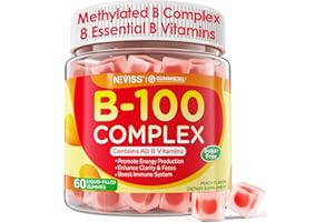 NEVISS Super Vitamin B Complex Gummies - All B Vitamins Including Methyl B12, B1, B2, B3, B5, B6, Biotin, Methylfolate with Vitamin C, Choline, Inositol, PABA for Energy, Brain & Immune Support, Sugar Free