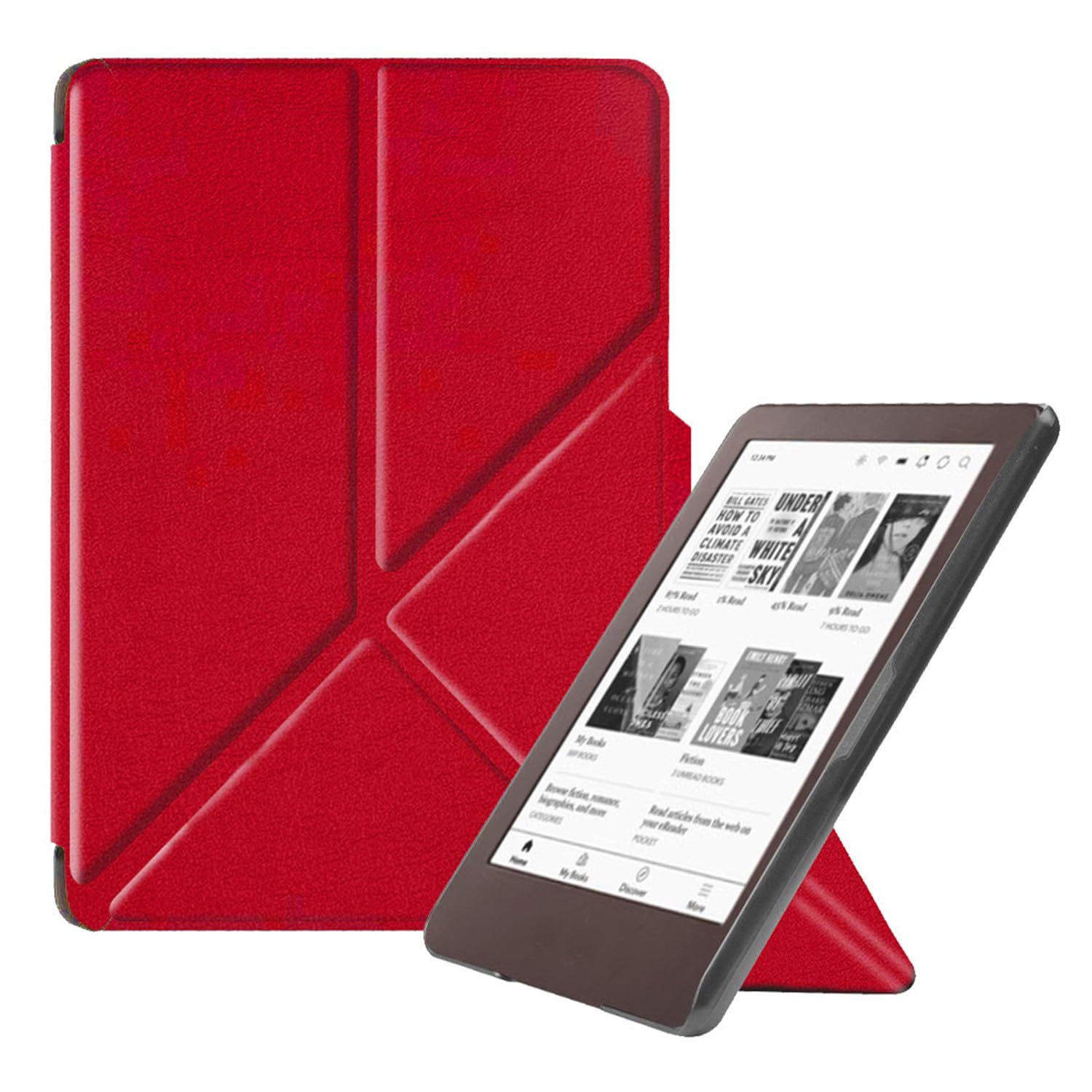 ZTAOOPOU Shockproof Case Cover for KOBO Clara Colour Case – KOBO Clara BW 6 Inch E-Book Reader Case Cover with Folding Stand Protective Case (Red)