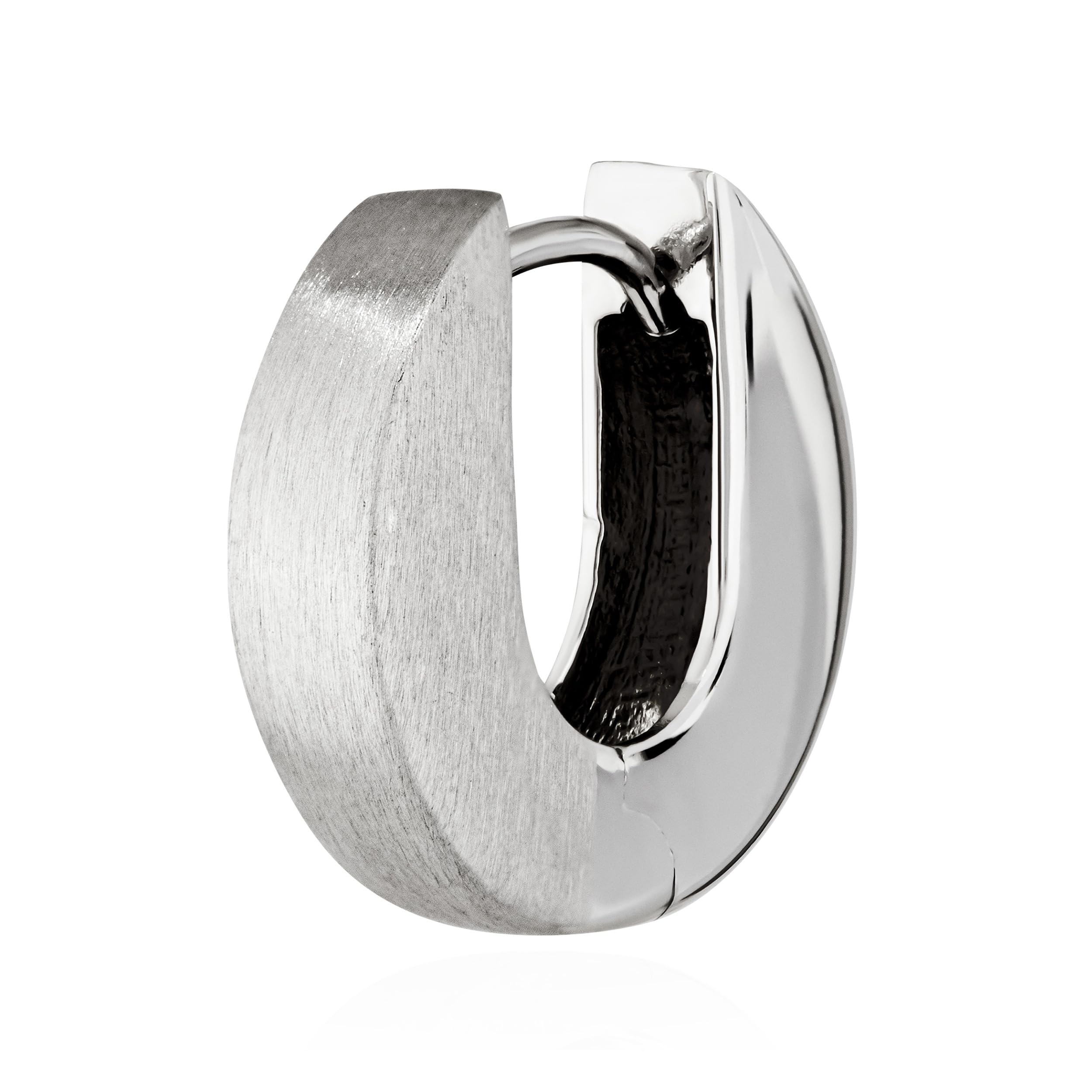 NKlaus silver single 925 sterling silver hinged earrings matt shiny 14,6mm tarnish proof 4802