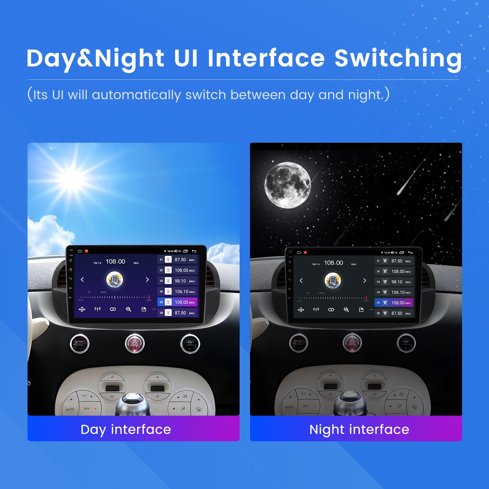 1280 x 720 Andorid 13 8 Core 2+32GB Radio for Fiat 500 500C 2007-2015 Stereo Replacement Dash Kit, 9