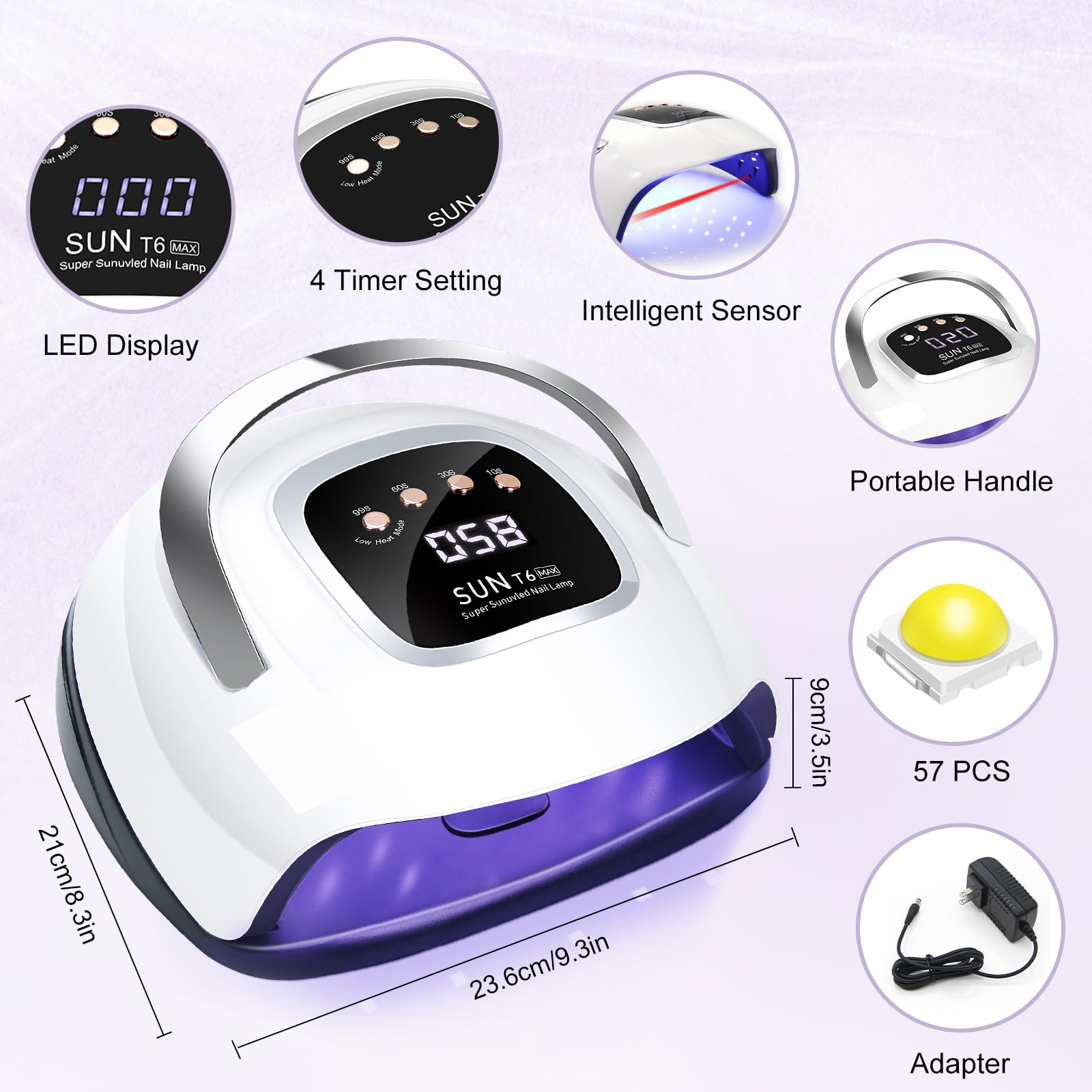 LKE LKE UV Nail Lamp, Dryer 220W Light for Nails with 4 Timers LED Lamp Gel Polish Kit Professional Art Tools Automatic Sensor