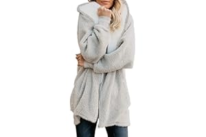 Yanekop Womens Oversized Sherpa Jacket Fuzzy Fleece Jackets Zip Up Outerwear Sweater Coat with Hood