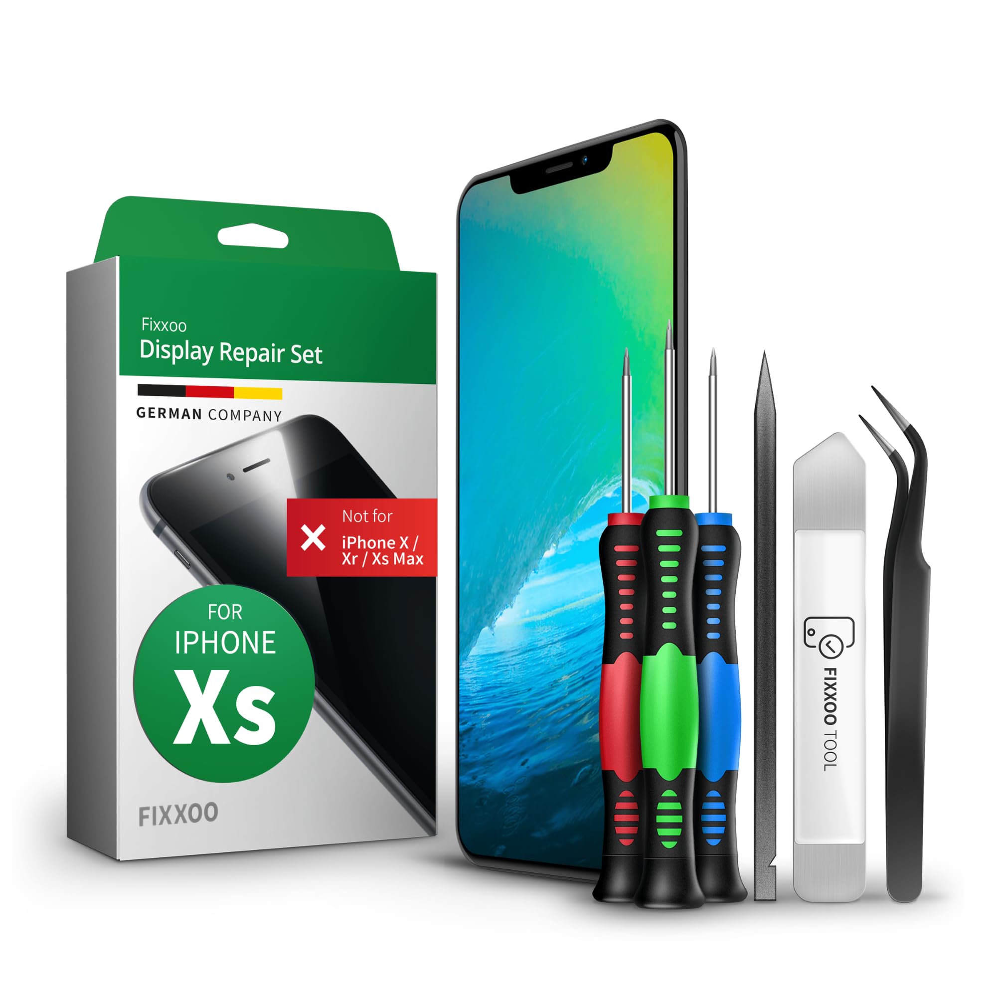 GIGA Fixxoo Screen Replacement Complete Kit Black LCD,ompatible with iPhone XS, with TouchScreen, Retina Display Glass, Camera & Proximity Sensor - Easy Repair Guided Installation DIY