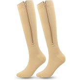 INOGIH Medical15-20mmHg Zipper Compression Socks for Women and Men - Varicose-Recovery Knee-High Compression-Stockings