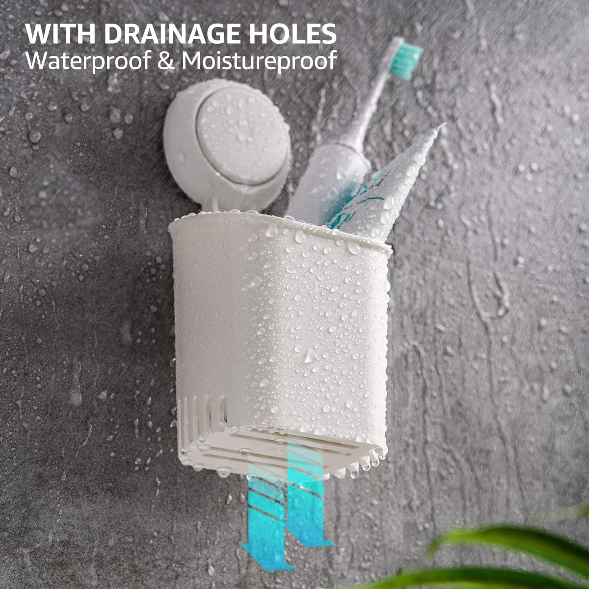 SWAMTIK Toothbrush Holder &1 Suction Cup Hook No Drilling Removable Electric Toothbrush Holder Wall-Mounted Toothpaste & Razor Holder with Drainage for Bathroom, Shower and Kitchen: Kitchen & Dining