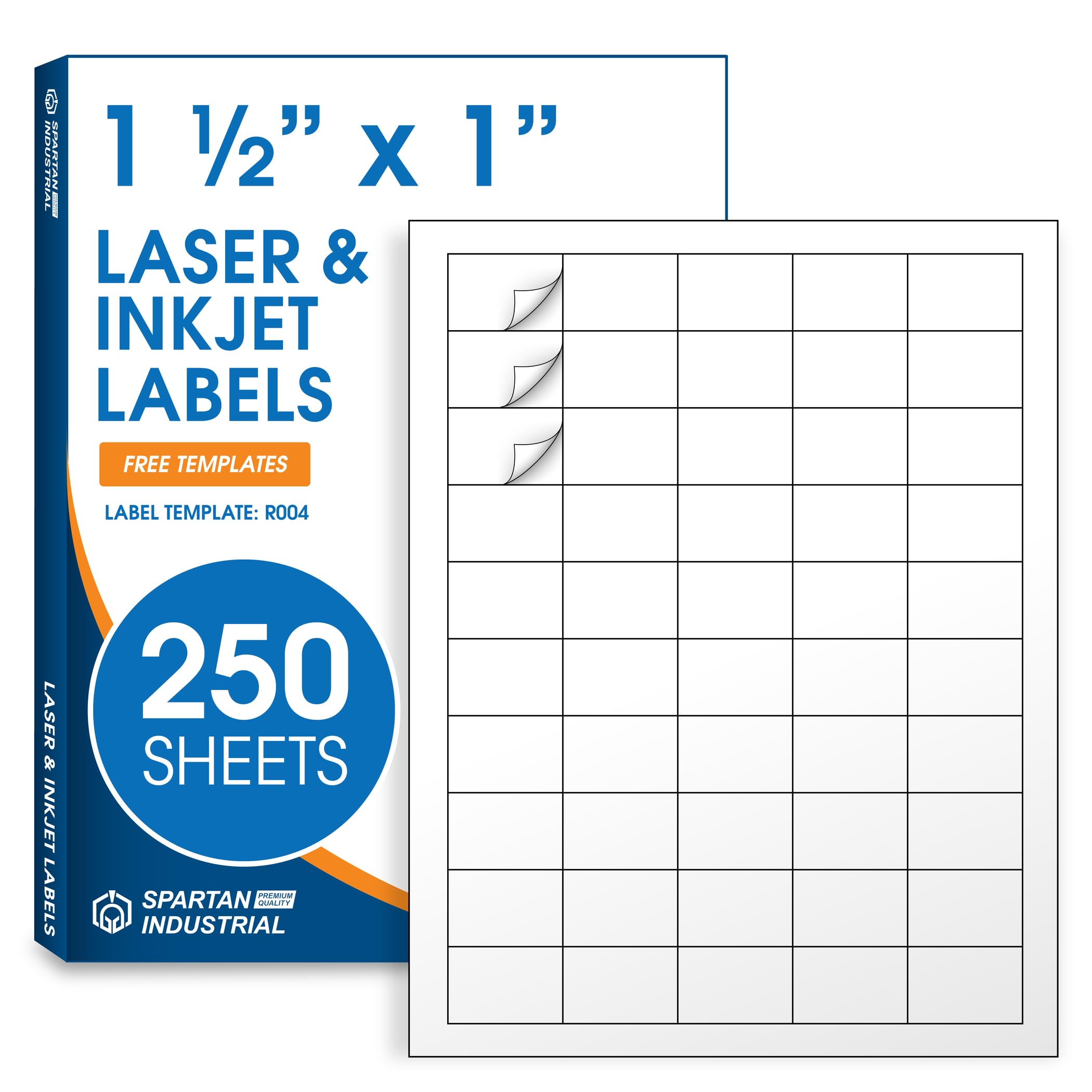 Photo 1 of 1 1/2" X 1" Matte White Printable Labels Compatible with Inkjet and Laser Printers - 250 Sheets, 12500 Total Paper Stickers for Return Addresses, UPC and EAN Barcodes - Spartan Industrial