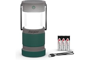 Energizer S-500 Hybrid Power Camping Lantern, Solar, Rechargeable, or AA Battery Powered, IPX4 Water Resistant Bright LED Lantern
