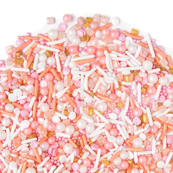 SWEETS INDEED SPRINKLES, PEACH ROSE GOLD EDIBLE SPRINKLE MIX, PERFECT FOR CAKE DECORATIONS, BAKING, ICE CREAM, COOKIES, CUPCAKE TOPPER