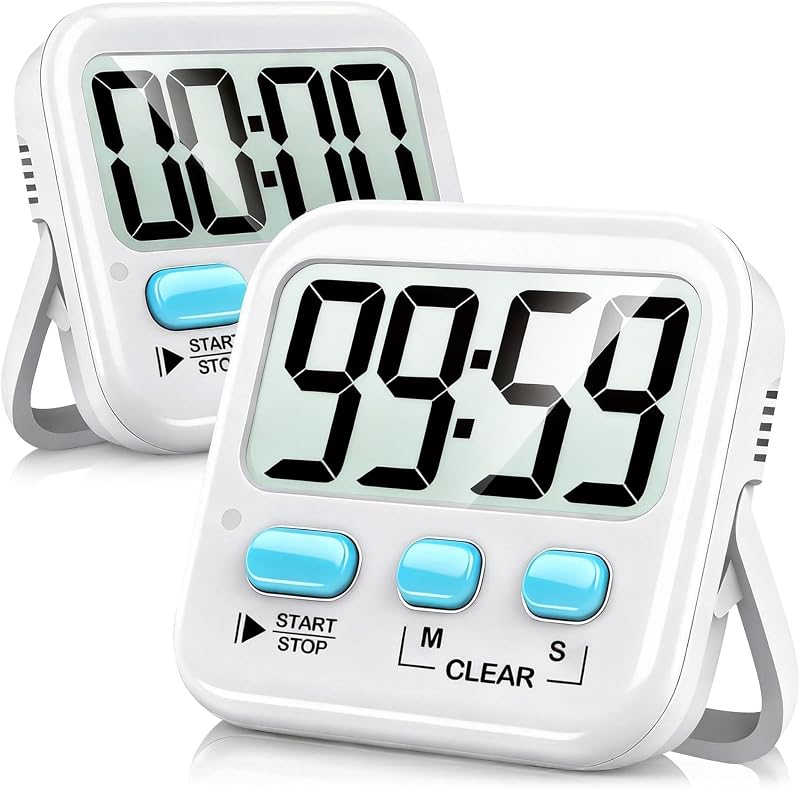 Antonki 2 Pack Digital Kitchen Timers Magnetic Countdown Alarm 99:59