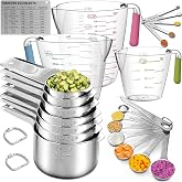 Stainless Steel Measuring Cups and Spoons Set,6 Stainless Steel Measuring Cups,7 Measuring Spoons & 1 Leveler,3 Plastic Measu
