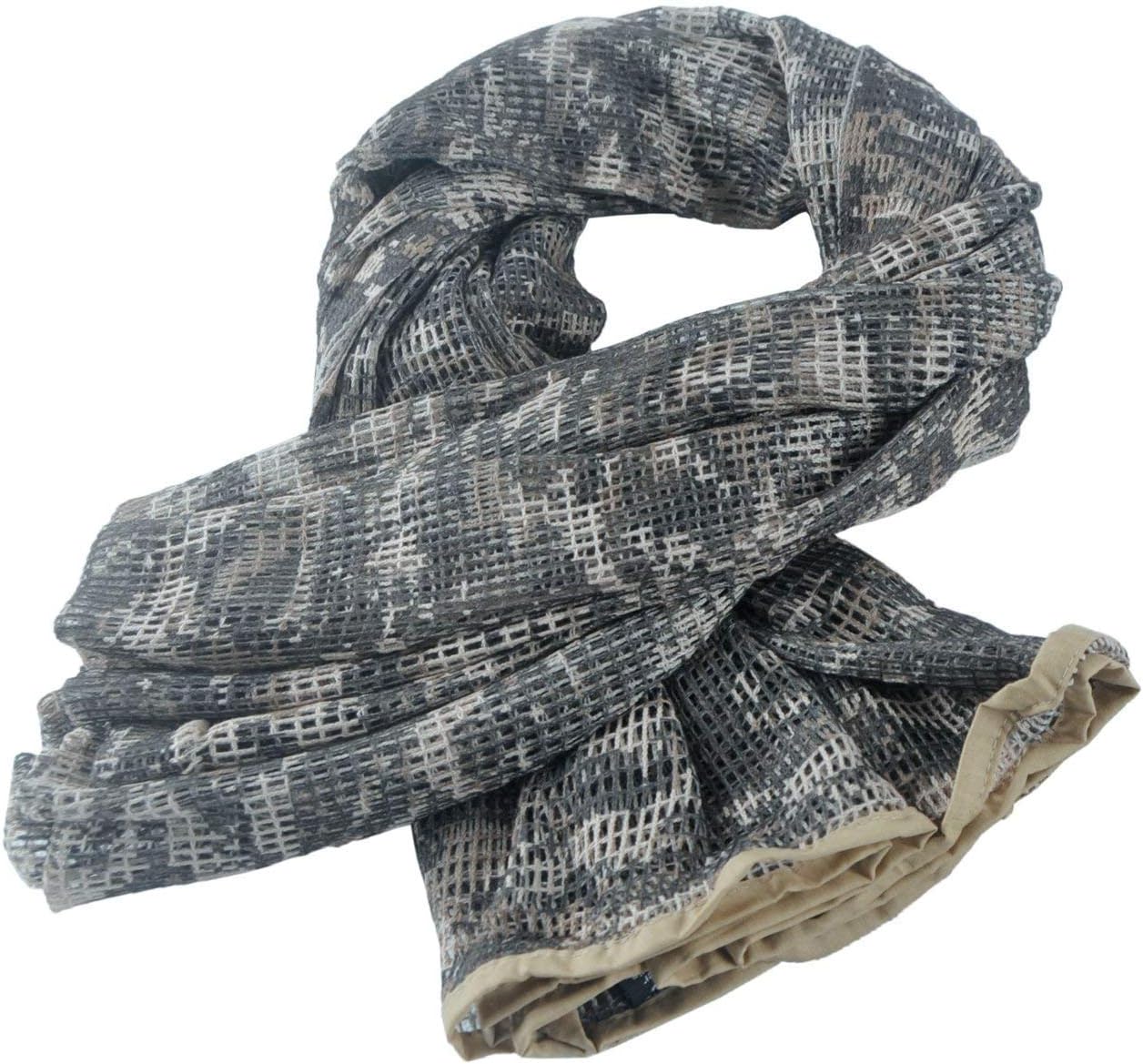 WarmHearttingSniper Veil Scarf Tactical Mesh Net Military Multifunctional Head Face Wrap for Hunting Shooting Wild Photography 180x80cm Camouflage