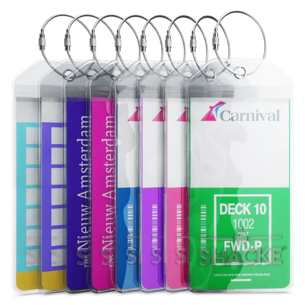 Cruise Tags - Luggage Etag Holders Zip Seal & Steel Loops Thick Pvc 8 Pack 19 71hqN NSd1L