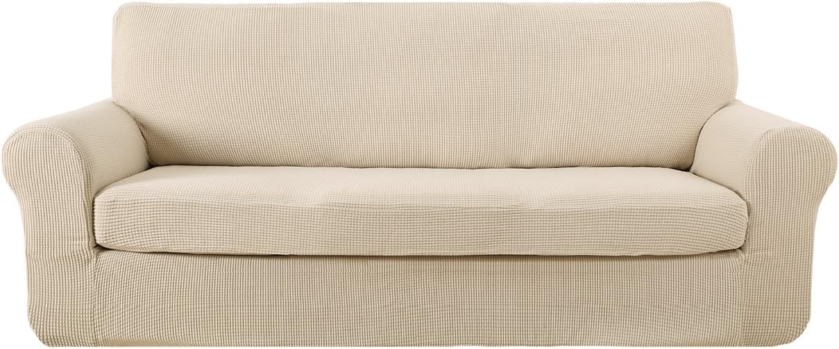 Amazon Com Deconovo 2 Piece Jacquard Spandex Couch Covers Fitted