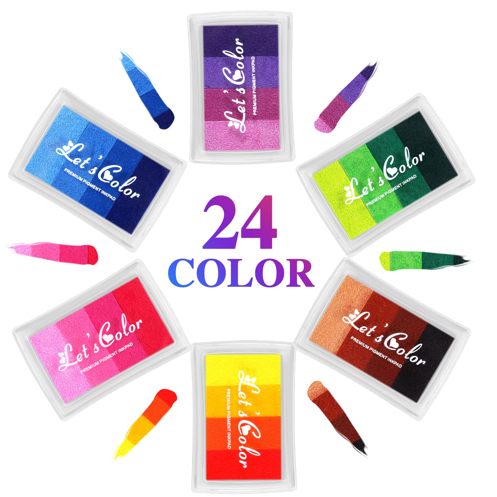 moinkerin Ink Pad Ink Stamp Pad Finger Ink Pad for Card Making, Rubber Stamps, Paper, Fabric,Washable (24 Colors (Gradient))