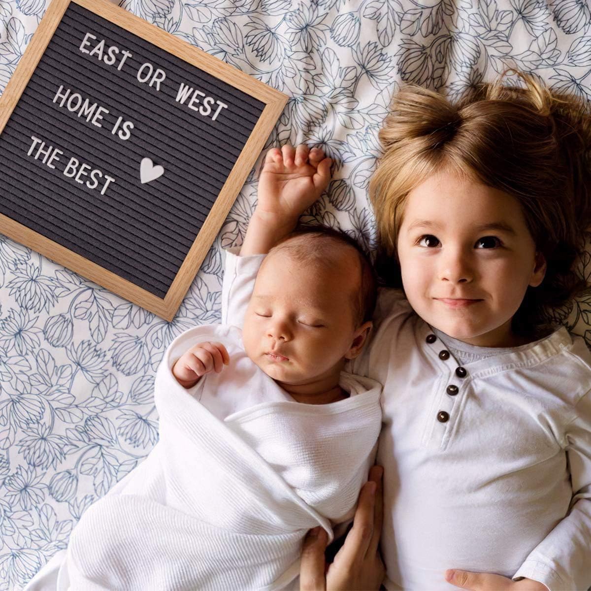 Double Sided Felt Letter Board with Letters - 10" x 10" Rustic Wood Frame Message Board with Changeable Letter Boards Include Pre-Cut 889 White Plastic Letters : Office Products