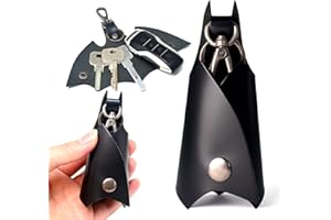 CAILLU KeyChain Leather Bat Shape for men gifts and women Car key fob case,Leather fashion pop keys ring cover holder