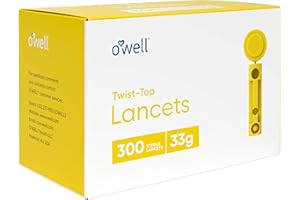 OWELL Twist Top Lancets 33 Gauge, 300 Count | Ultra Thin Needle Lancets for Blood Glucose & Keto Testing | Box of 300 Sterile Lancets
