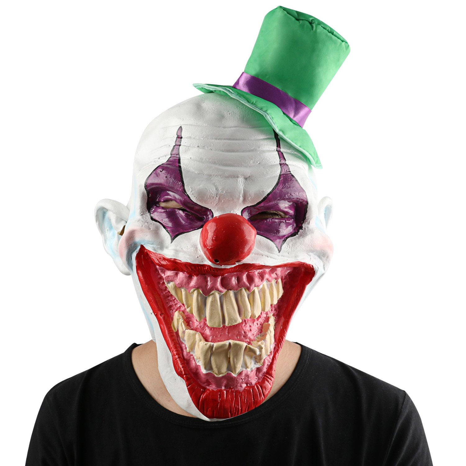 Halloween Costume Latex Mask Hat Clown (Green Hat Clown)