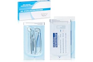 TOEDO 200pcs/Box Self-sealing Sterilization Pouches for Dentist Tools, Autoclave Sterilizer Bags Cleaning Bags Sterilizer for Tattoo Dental Nail Art Accessories(135 * 260mm)
