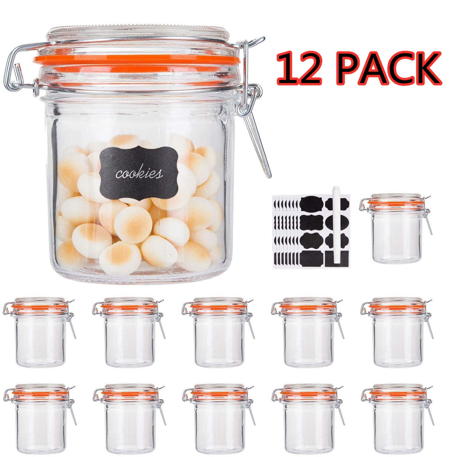 Glass Jars With Airtight Lids,Encheng Mason Jars 8 oz,Glass Jars With Leak Proof Rubber Gasket 250ml,Storage Jars With Hinged Lid for Home and Kitchen,Glass Containers With Lids 10 Pack
