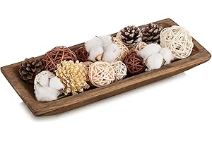 Hanobe Decorative Wooden Dough Bowl: Wood Bowl Decor for Entry Table Decor Coffee Table DecorDining Room Kitchen Decor, Brown