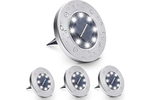 Yooumoga 4 Pack Solar Ground Lights, Waterproof In-Ground Lights Solar Outdoor Landscape Lighting for Lawn, Patio, Pathway, Yard, Deck, Driveway, Walkway (White)