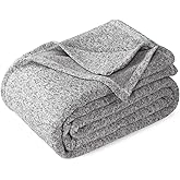 KAWAHOME Sweatshirt Blanket for Bed-Lightweight Warm Soft Thin Knit Jersey Blankets for All Seasons, 108 X 90 Inches, Heather Grey
