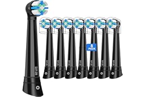 JUZFLOW Replacement Heads Compatible with Oral B iO Toothbrush, for Oral B iO 2/3/4/5/6/7/8/9/10 Series Electric Toothbrushes, Medium Softness for Protect Teeth and Gums, 8 Pack, Black