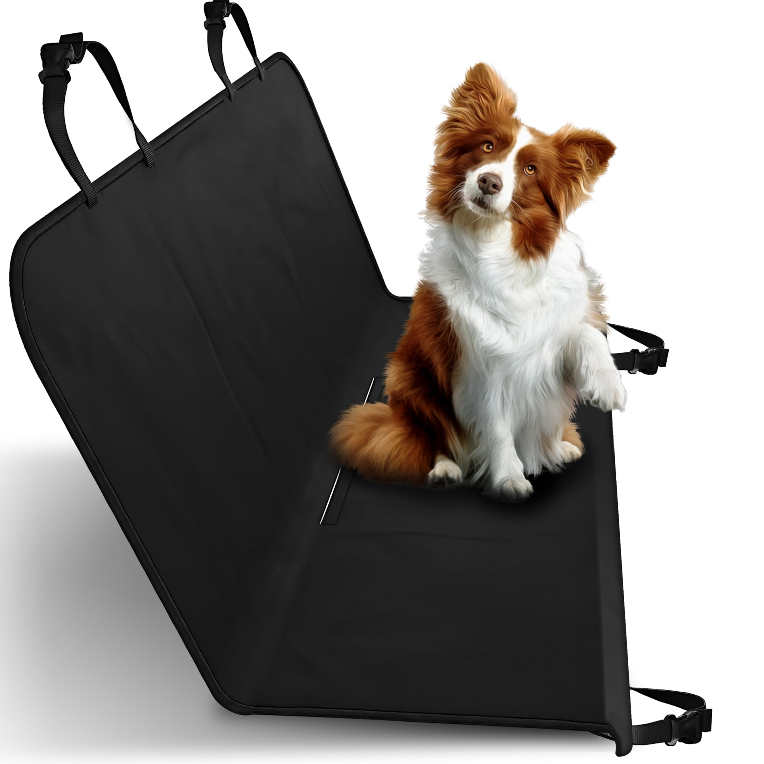 Retoo Car Seat Cover for Dogs, Splash-Proof, 144 x 144 cm, Non-Slip Dog Blanket for Car and SUV, Water-Repellent and Universal Rear Seat Covers, Easy-Care Protective Blanket for the Rear Seat, black