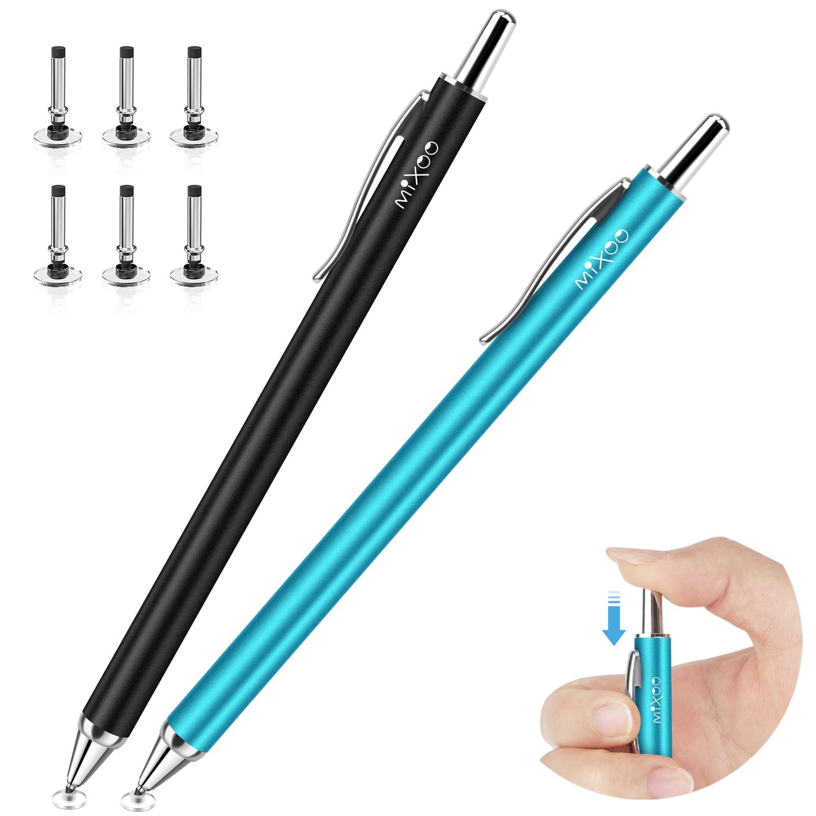 Mixoo Stylus Pens for Touch Screens, Upgrade Press Capacitive Universal Stylus Pens Pencil with 3 Disc Tips compatible with iPads, Tablets, iPhones, Smartphones, Samsung Galaxy Note/Tab