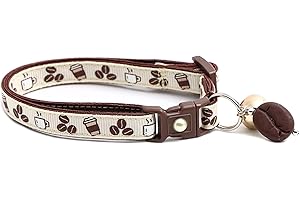 Coffee Cat Collar with Bell | Safety Breakaway Collar | Adjustable Large Size or Kitten (Large(10lbs & Up), Cream)