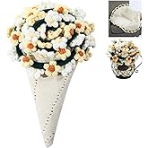 Tiamon Crochet Flower Blanket Finished Daisy Handmade Knitted Round Roll Up Blanket Creative Gifts for Women Girls Birthday Wedding Baby Shower Christmas Anniversary Funny Presents(35 Inch,Daisy)