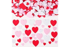 TINYFUTURE 500 pcs Foam Heart Stickers Love Foam Hearts Self Adhesive Stickers Hearts for Valentine's Day Mother's Day DIY Crafts Gift for Kids, Assorted Size, 3 Colors