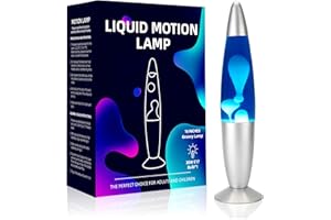 Rumiom 16 inches Liquid Motion Lamps, Gorgeous Night Light Lamp for Bedroom with Silver Base, Relaxing Mood Light Glitter Lamp for Kids, Adults, Home Decoration, Blue Magma Lamp with White Wax