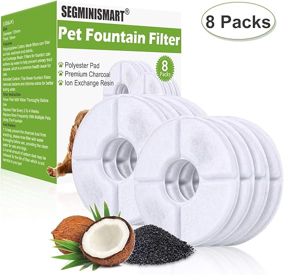 SEGMINISMART Pet Fountain Filter,Cat Water Fountain Filter,Carbon