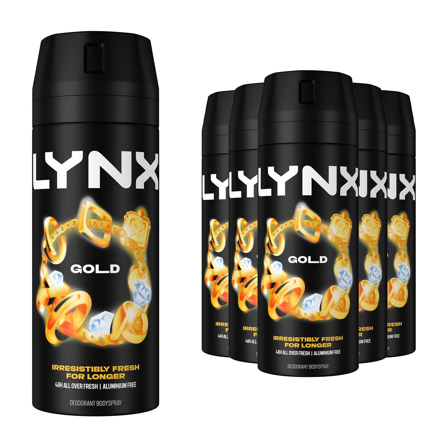 LYNX GOLD DEODORANT BODY SPRAY 150ML PACK OF 6