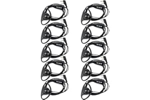 Retevis Case of 10, Walkie Talkies Earpiece with Mic 2 Pin D-Type Headset for H-777 RT22 RT21 RT86S, Compatible with Pxton Kenwood Baofeng BF-888S Walkie Talkies, Walkie Talkie Earpiece(10 Pack)
