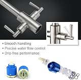 Hapilife Brushed Nickel Kitchen Tap Twin Lever Monobloc Swivel Spout view 5