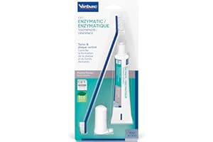 Virbac C.E.T. Oral Hygiene Kit for Cats and Dogs | 3 Piece Set with Dual Ended Toothbrush, Fingerbrush, and Poultry Flavor 2.5 oz tube of Toothpaste | Remove Plaque & Tartar Buildup