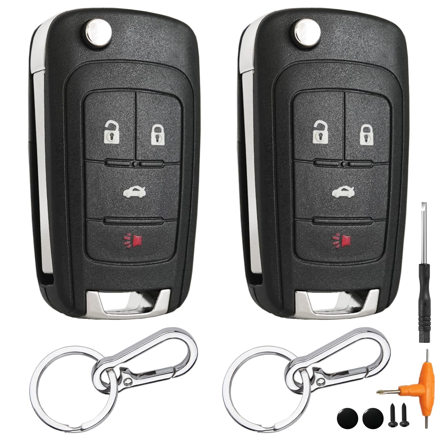 Photo 1 of 2 Pack 4 Button Key Fob Shell for Chevy Cruze Impala Malibu Sonic Equinox Camaro Buick Regal Encore Verano Lacrosse GMC Terrain 2010 2011 2012 2013 2014 2015 2016 2017 2018 2019 Key Case Replacement