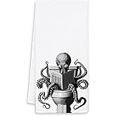 OSLYSOF Funny Octopus Beach Hand Towels for Bathroom Washroom, Octopu Bathroom Decor, Octopus Lover Gifts for Women Men, Coastal Beach Bathrooms Hand Towels, 16x24 Inch