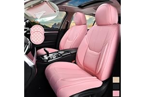 HOMOSTARRY Pink Car Seat Covers Front Seat Only, Nappa Leather Seat Covers for Women, Waterproof Automotive Seat Covers with Airbag Compatible, Universal Car Seat Protector for Most SUV Sedan Truck