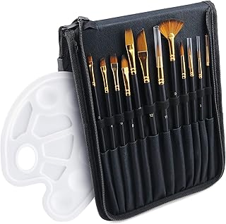 Malpinsel Set, CestMall 13 Künstlerpinsel mit Mischpalette und Aufbewahrungstasche, Premium Nylon Pinsel für Aquarell, Acryl & Ölgemälde usw. Perfektes Pinsel Set für Anfänger, Kinder, Künstler