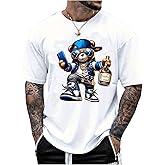 VIPWOLF Men's Graphic Y2K Tee Shirt Vintage Short Sleeve Crew Neck Novelty T Shirts Top