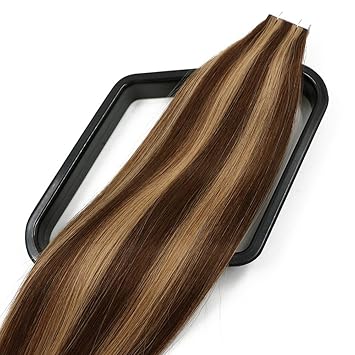 Seashine 22inch 4p27 Medium Brown Dark Blonde 50g Tape In Human