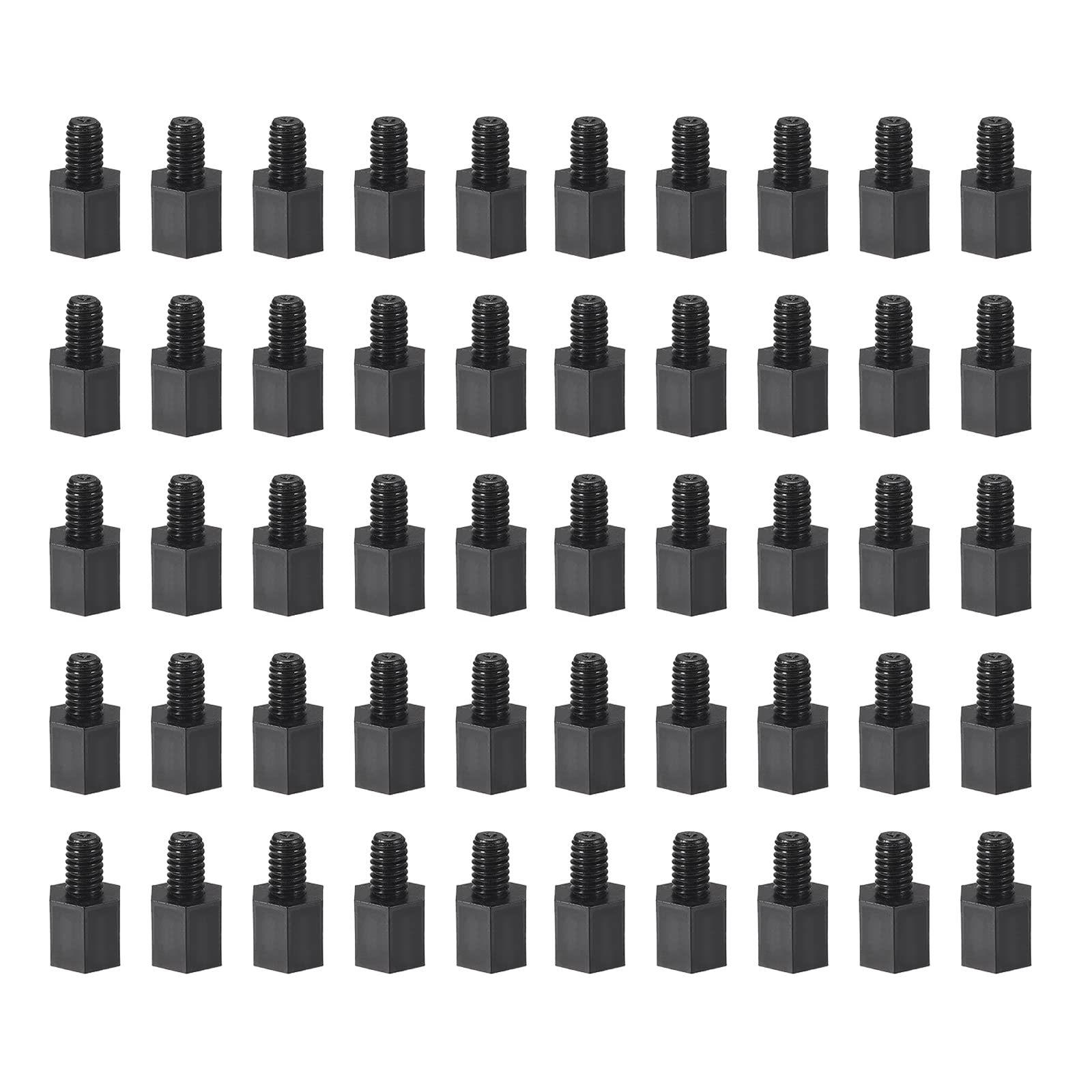YOKIVE 50 Pcs M4 Standoff Screws, Nylon Hex PCB Standoffs with High Insulation Effect, Keep Height Consistent, Great for Motherboard (Black, 6mm+6mm)